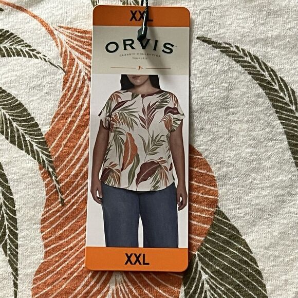 NWT Orvis Linen Blend Womens Sz 2X XX-Large Top Fern Plant Boho Cottagecore - Picture 2 of 5